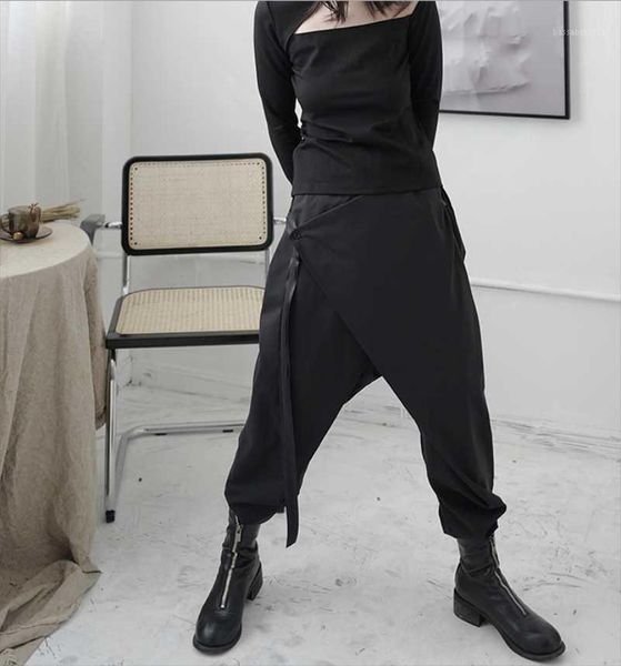 

women's pants & capris spring and autumn black harem asymmetrical half apron irregular trousers casual low - grade, Black;white