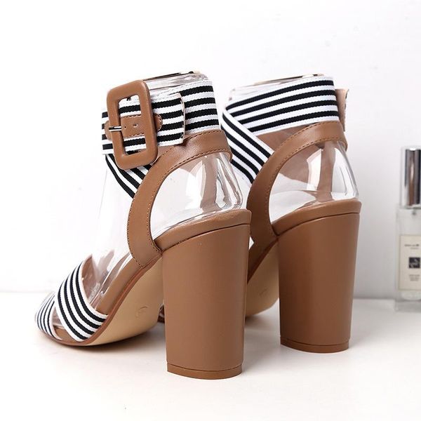 

sandals shoes comfort 2021 for women block heels suit female beige cross large size women's chunky summer heeled, Black