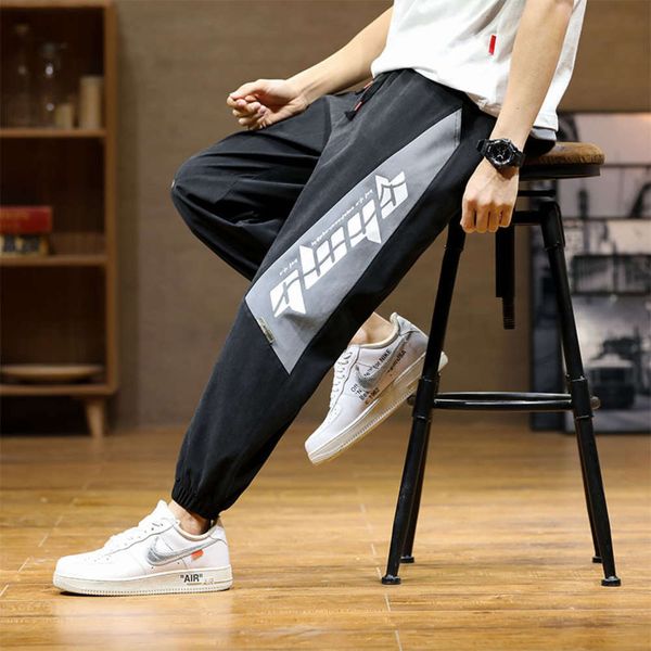 

pants men's south korean version 2021 new trend inscorset casual pants sportswear pants loose versatile brandwinter, Black