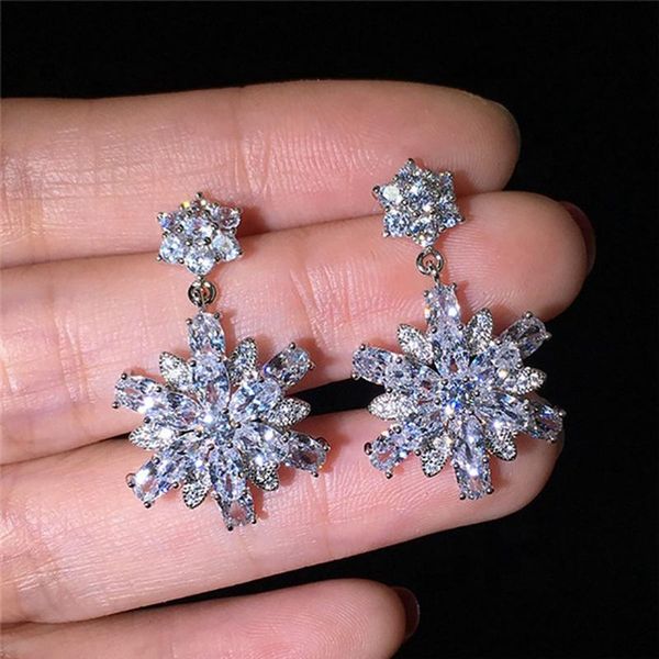 

new trendy romantic women weddings earrings luxury party accessories brilliant cubic zirconia earring jewelry, Silver