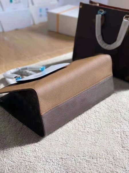 

luxury 3a classic brand brown shopping leather canvas large capacity handbag women shoulder bag, Black