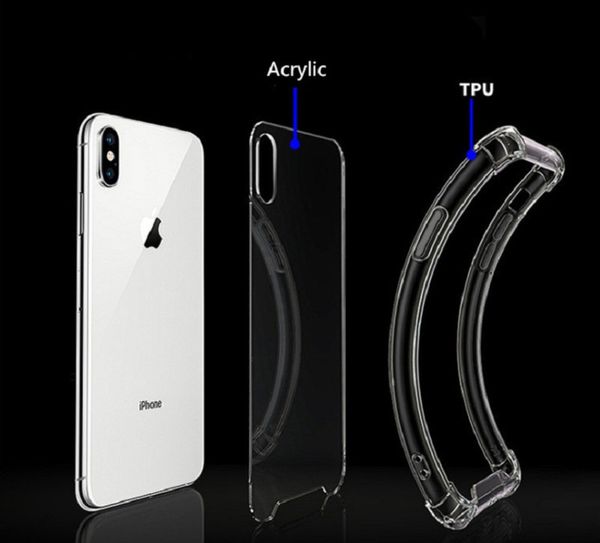 

clear hybrid acrylic back case for iphone 12 mini 11 pro max xs max xr x 8 7 6s plus se2 soft tpu bumper shockproof cover