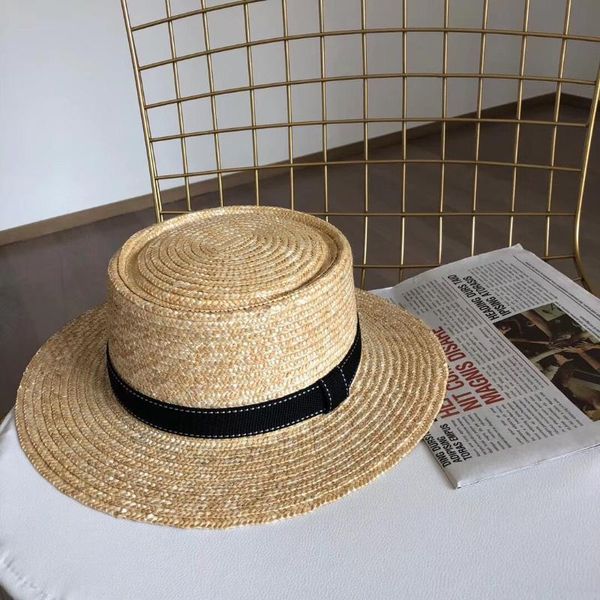 

wide brim hats 7 centmes small cap eaves wheat straw flat along the hat summer beach sun-breathing sun fresh, Blue;gray