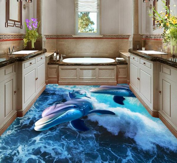 

wallpapers [self-adhesive] 3d dolphin 210 floor wallpaper mural wall print decal murals