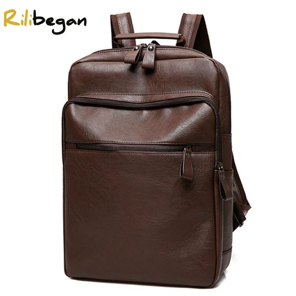 

men fashion pu leather backpack waterproof travel business laplarge capacity bags