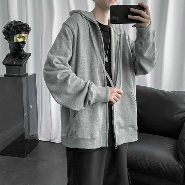 

mens sweater men's sweater 2021 autumn hooded spring and student cardigan sports coat tide brand ins casual, Black
