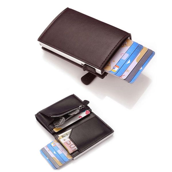 

card holders 2021 rfid anti-theft wallet porte carte fashion case holder men and women coin purse, Brown;gray
