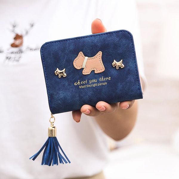 

wallets fashion short women purse lovely cartoon pu leather wallet tassel small zipper coin pocket carteras, Red;black
