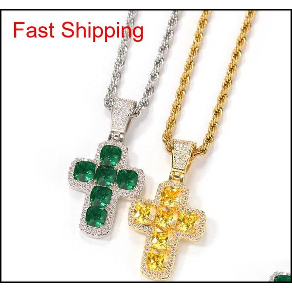 

mens hip hop cross necklace cz stone bling iced out pendant necklace jewelry gold slver chains diamond pece stateme qyldrb homes2007, Silver