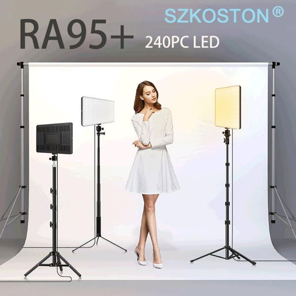 

flash heads led video light panel 2700k-6000k pography lighting with long arm holder tripod stand remote control for live stream