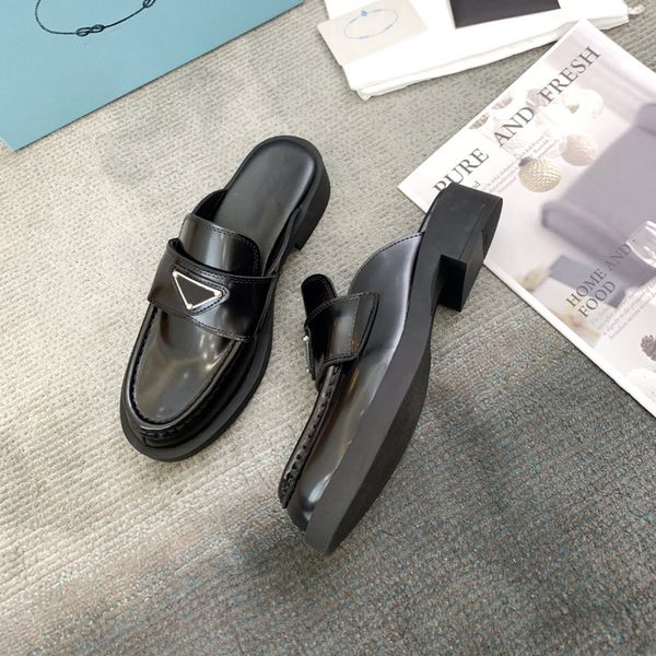 

slippers black white brushed leather mules slippers low heel slides womens fashion flat mule slipper casual flip flops rubber sole saddle st