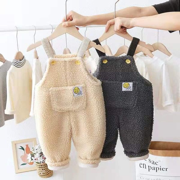 

jumpsuits xinbao 12m-5t overalls jumpsuit fleece pocket soft pants winter girls boys cute cartoon suspender baby kids children thick warm, Blue