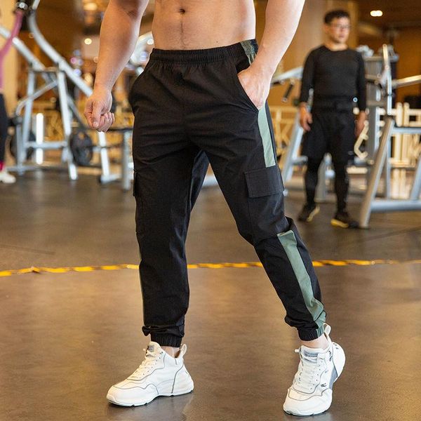 

men's pants streetwear jogging fashion sweat cargo fitness apparel trousers summer ice thin luggage, Black