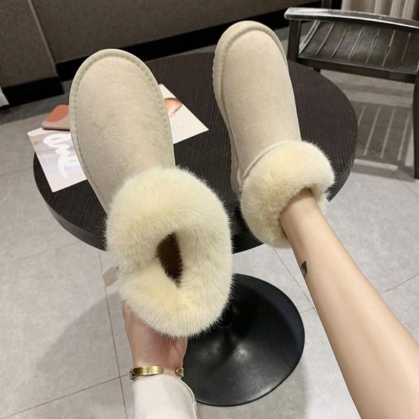 

boots warm fashion thick bottom platform round toe students leisure flat ankle women short winter plush keep, Black