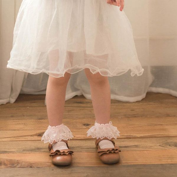 

socks 2021 summer mesh children's lace princess girls cotton baby, Pink;yellow