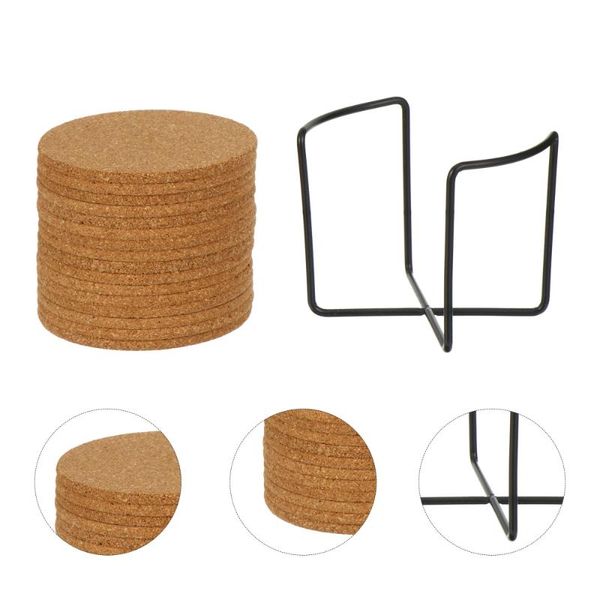

mats & pads 1 set table placemat wood heat insulation coasters with rack