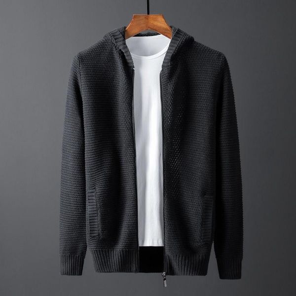 

men's sweaters 2021 men spring autumn fashion casual knitted warm jackets sweater hooded coats male solid color cardigan outwear w704, White;black