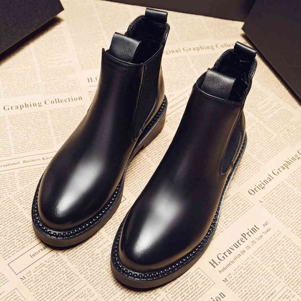 

women luxury fashion chelsea outdoor cowboy leather shoes autumn boat platform ankle boots, Black