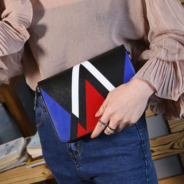 

hbp 2021 korean new stitching printing women's square chain small fashion color contrast single shoulder messenger bag