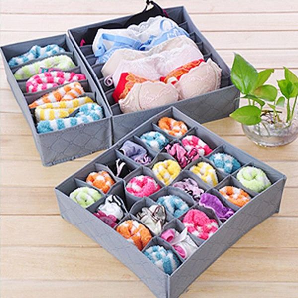 

storage drawers 3pcs fabric bamboo fiber box bra underwear organizer with handles