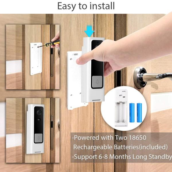 

doorbells 1080p hd tuya wifi doorbell smart wireless home video intercom security camera door bell phone pir motion baby monitor