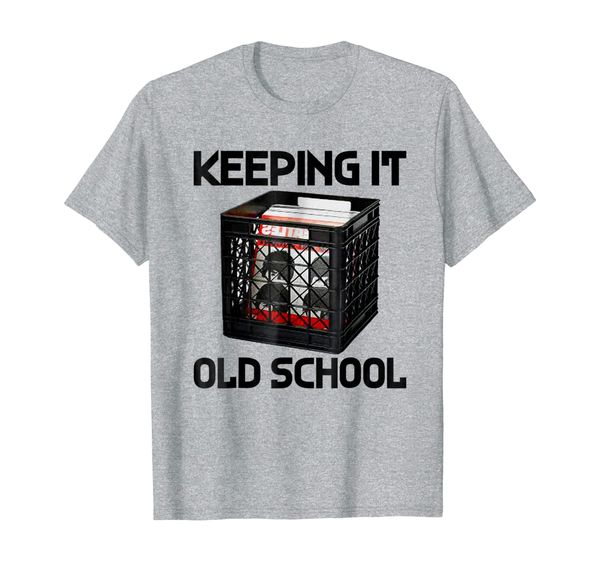 

keeping it old school music record vinyl t-shirt, White;black
