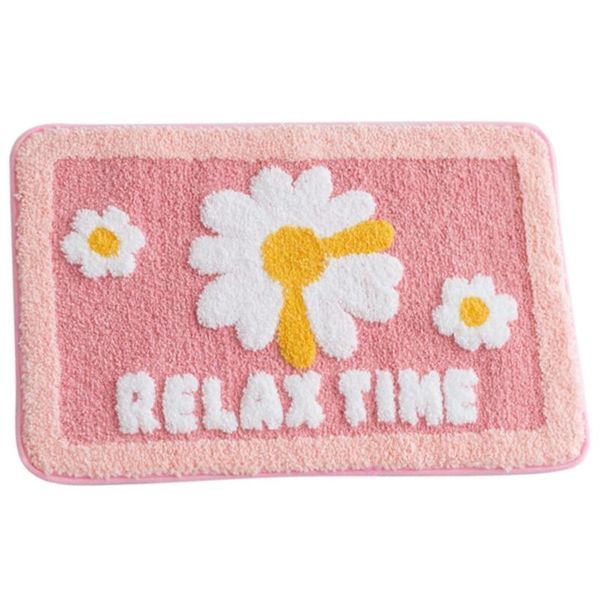 

cute cartoon daisy flocking floor mat bathroom non-slip mat kitchen sanitary absorbent door carpet