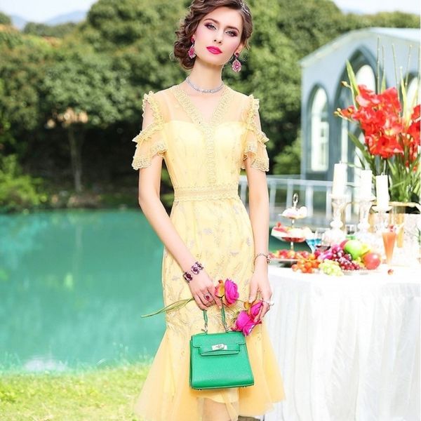 

casual dresses superior quality package hip lace ladies women mesh embroidery party dress plus size summer vintage kg5a, Black;gray