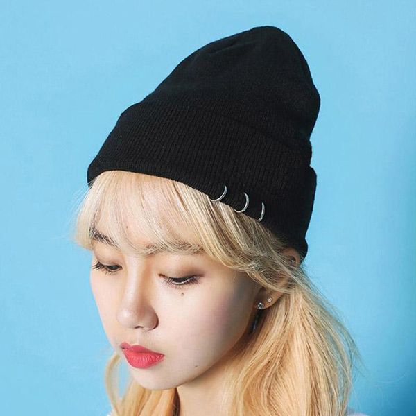 

beanies winter hats for women thicken knitted solid color hat with ring autumn female beanie caps warmer bonnet cap