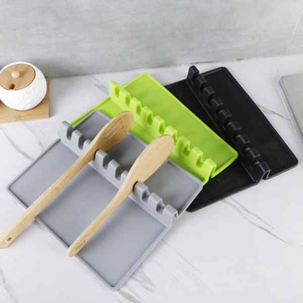 

hooks & rails silica gel spoon holder strainer spatula pot cover cushion kitchen storage shelves