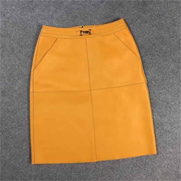

2021 female genuine spring royal sheep leather skirt e27 1kl7, Black