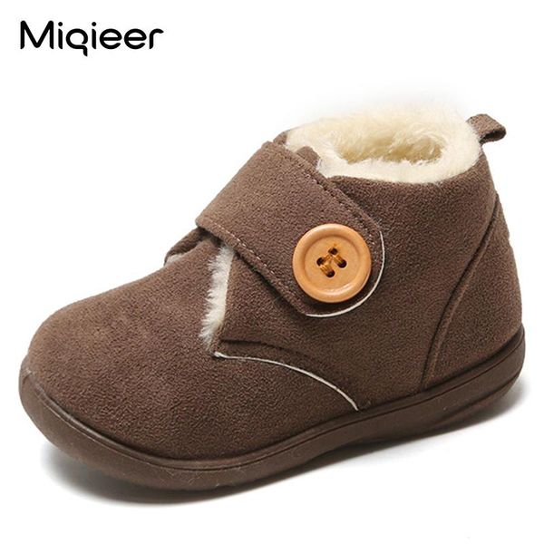 

winter baby boots children thicken plush warm shoes infant toddler kids short boots boys girl soft non-slip casual walking shoes, Black;grey