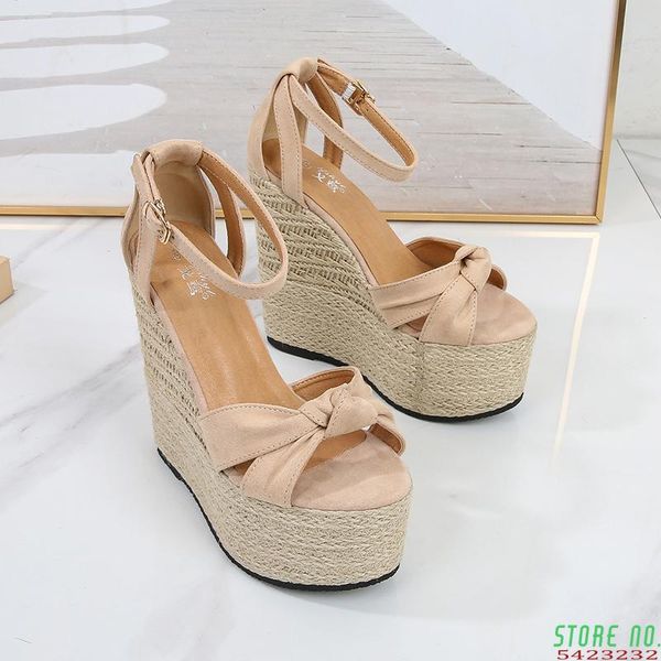 

sandals women summer 2021 wedge heel elegant wedding party shoes high bowknot platform, Black