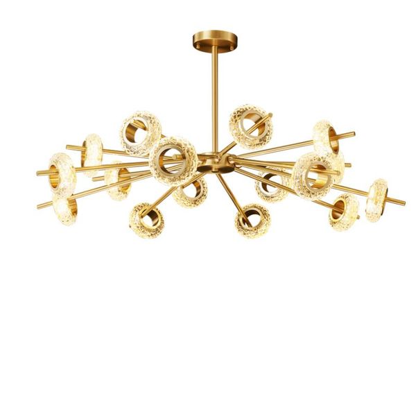 

led postmodern round copper donuts chandelier lighting lustre suspension luminaire lampen for dinning room