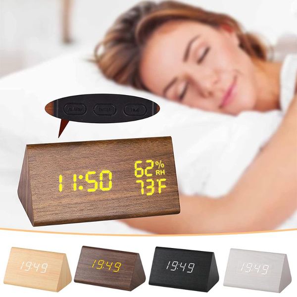 

other clocks & accessories table clock wood digital alarm moment 12/24h time/date/temperature snooze desksound control