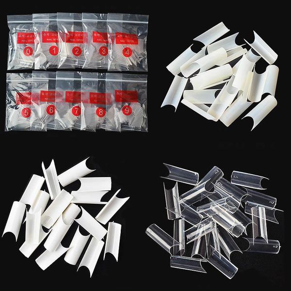 

false nails 500pcs white nail art tips plastic french artificial teea889, Red;gold