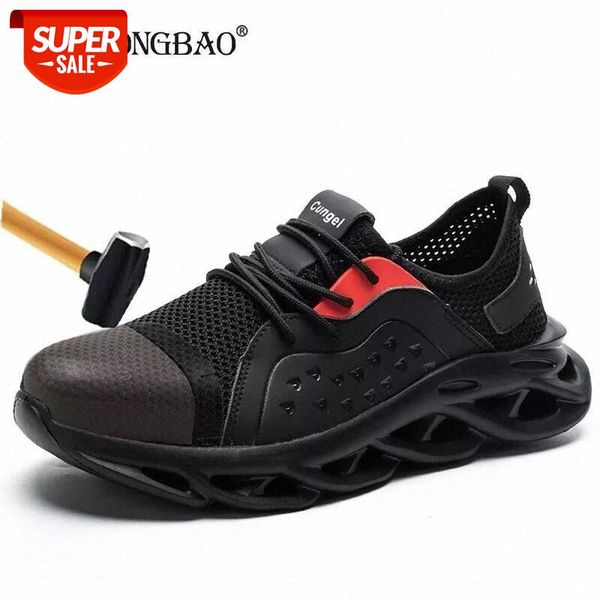 

summer breathable safety work shoes for men steel toe cap work shoes anti-smashing construction working safety sneakers size 46 #y35r