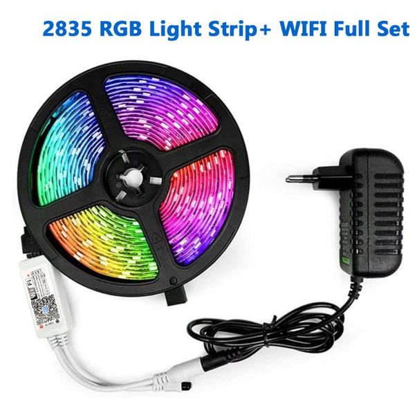 

strips led strip light smart wifi lights 2835 rgb tape bluetooth 5m 12v with adapter