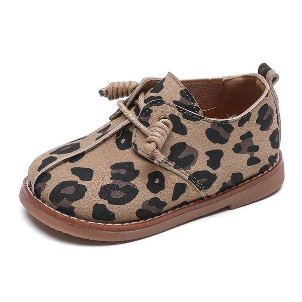 

flat shoes spring autumn kids leather for little boys girls children dress leopard print student casual beige black, Black;grey