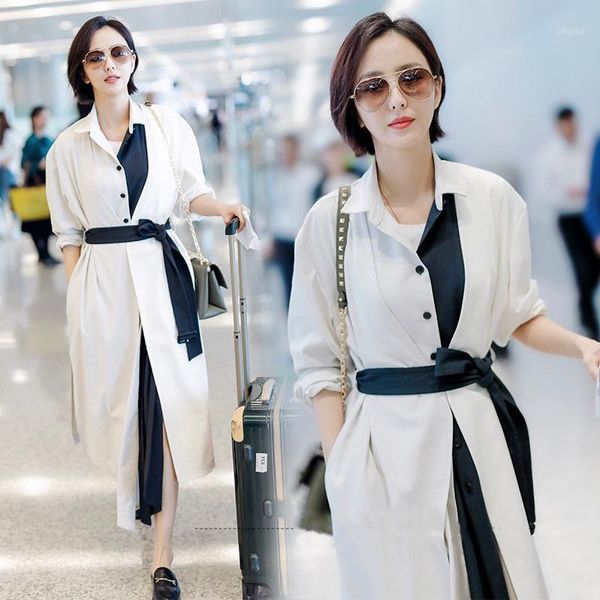 

two piece dress tong liya casual silk acetate long shirt star temperament light familiar with the same ol women's wear, White