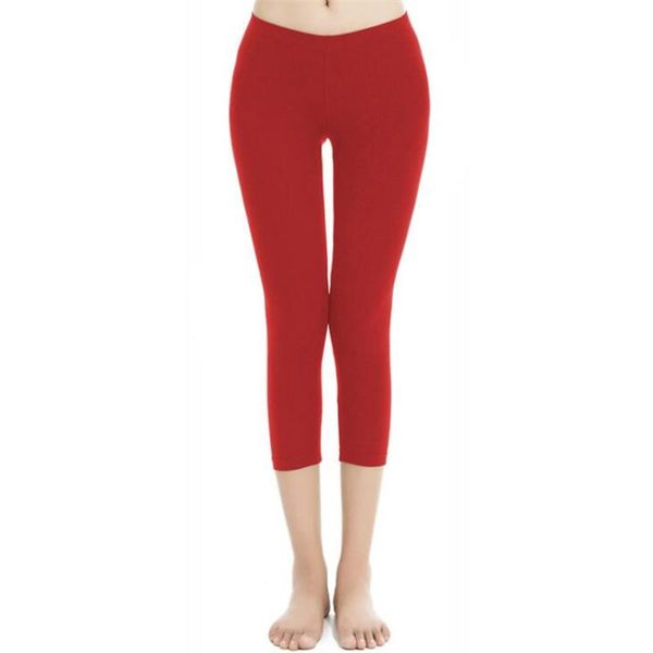 

women's leggings indjxnd casual women summer mid-calf stretched bodybuilding trousers polyester elastic waist soft and comfortable pant, Black