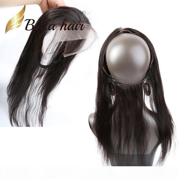 

natural hairline with baby hair 360 lace band frontals 22*4 grade 7a brazilian virgin human hair silky straight 360 lace frontal bella hair, Black