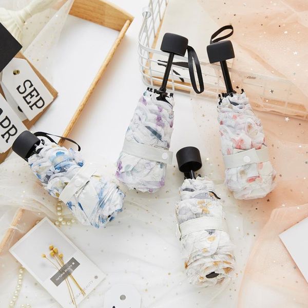 

umbrellas lace parasol umbrella uv protection double layer princess guarda chuva anti-uv five-folding flower women