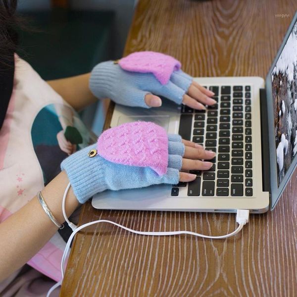 

ski gloves wool warm usb heating hand warmers winter mittens laphalf fingerless electric heating1
