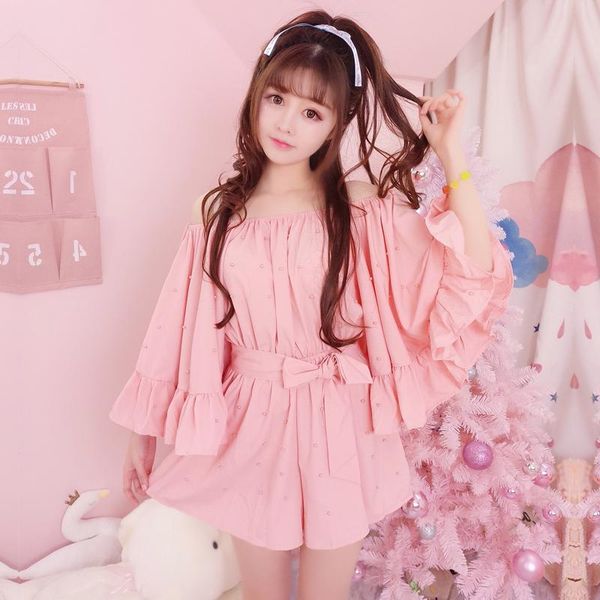 

casual dresses summer autumn sweet kawaii pink cute flare sleeve soft sister bow sashes ruffles embroidered flares short teens vestidos, Black;gray