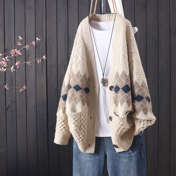 

2021 new fall female streetwear cartoon sweater printed with cleavage v cardigan women's coat cyco, White;black