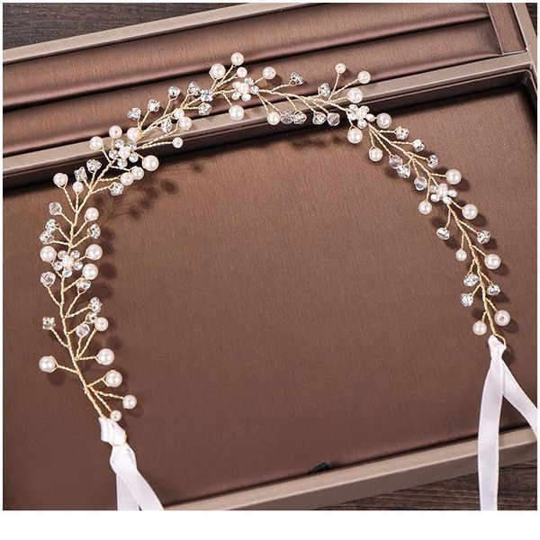 

trendy gold pearl crystal wedding headband tiara bridal headpiece hairband wedding hair accessories women hair jewelry qylxfi