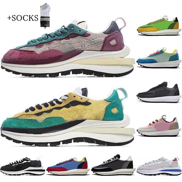 

with socks 2021 ldv ld waffle men women running shoes black white grey pine green gusto varsity blue mens trainers sports sneakers size 36-4, White;red