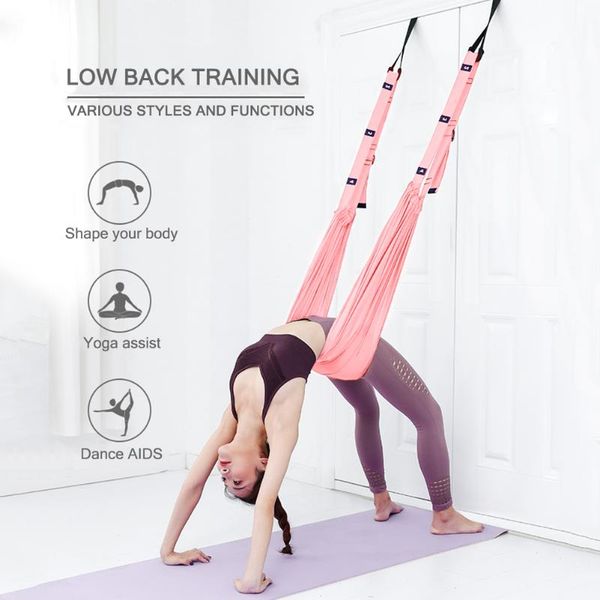 

pull rope aerial yoga strap stretch leg splits lower waist trainer elastic yoga band handstand stretch female home belt