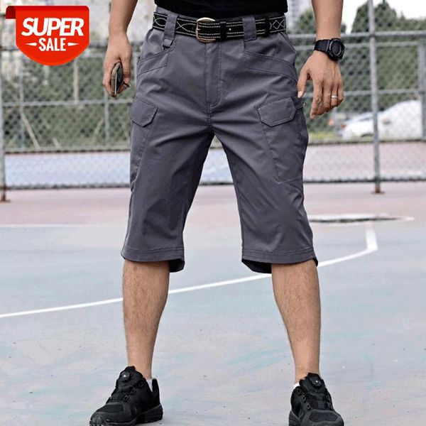 

men solid color multi-pockets quick dry outdoors tactical capri pants trousers #sb80, Black